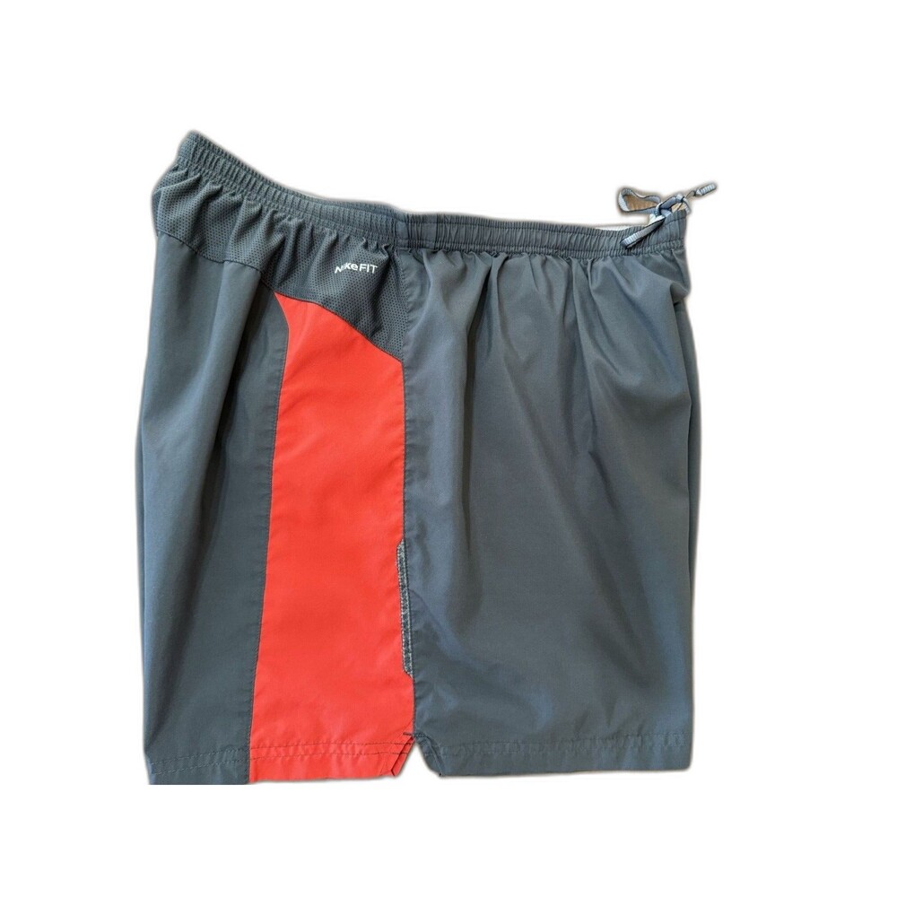 Nike Dri-FIT Gray Red Running Shorts L Athletic Gym Training Lined 5 Inseam Mens